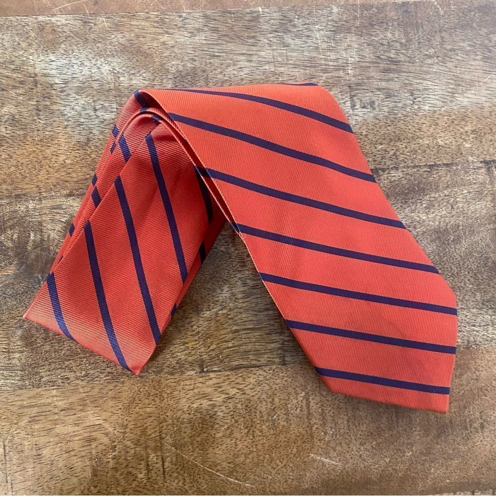 Rooster Navy Blue Orange UVA Auburn Game Day Tie